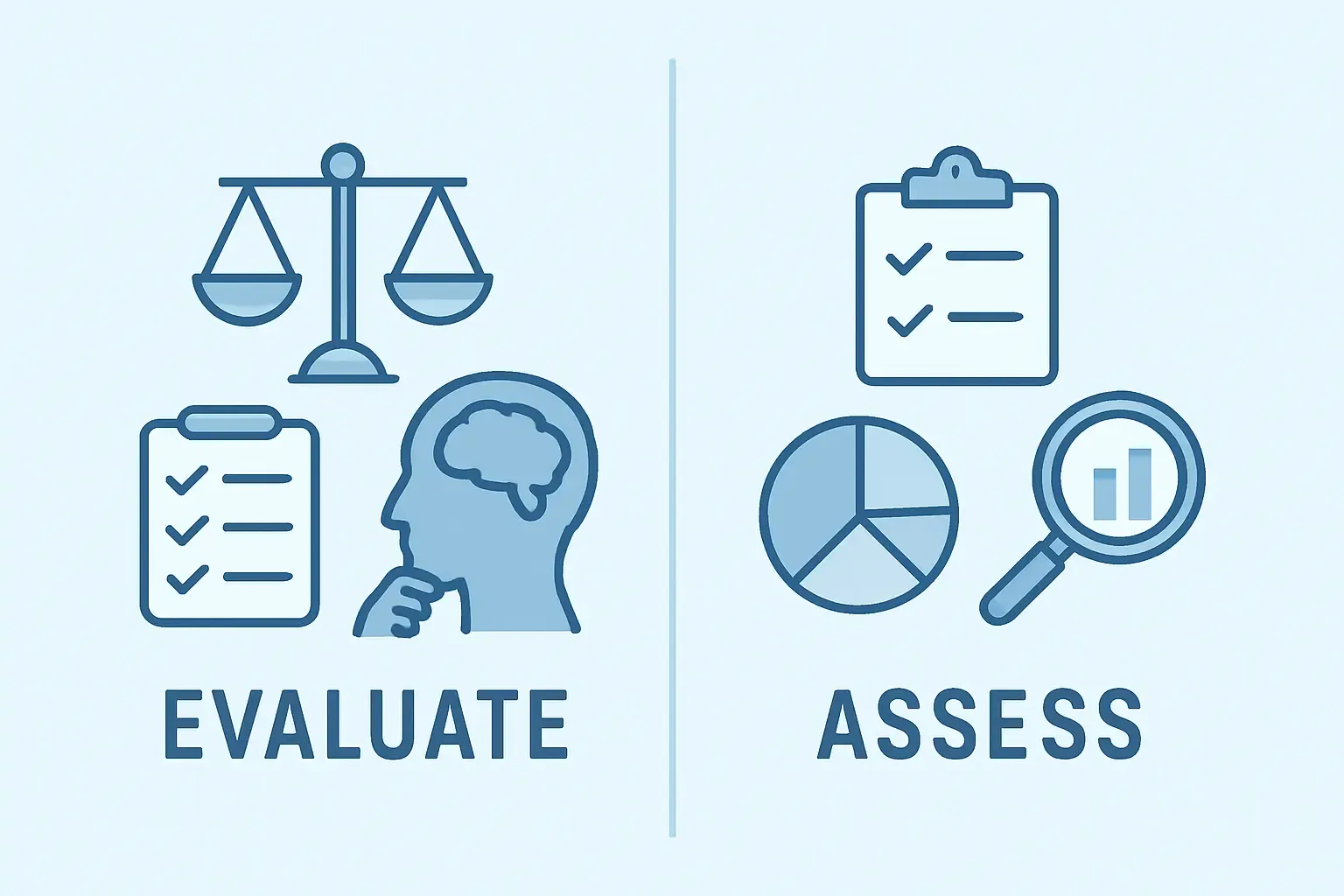 Cover Image of Evaluate vs Assess Key Differences Meanings & When to Use Each